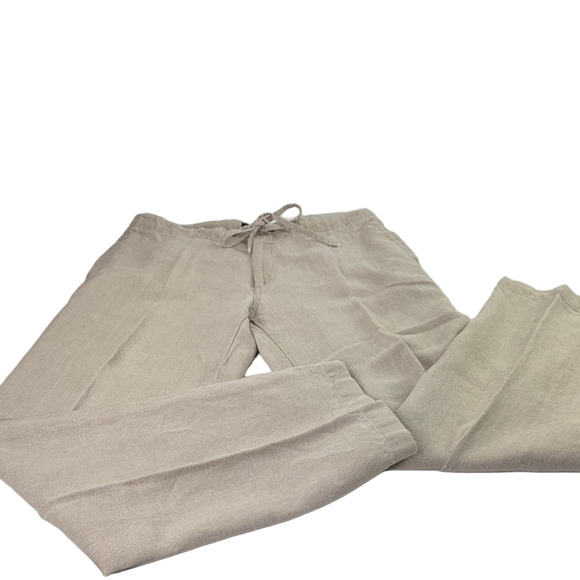 quickreflex Men's Linen drawstring relaxed zippered fly pants - Picture 1 of 13